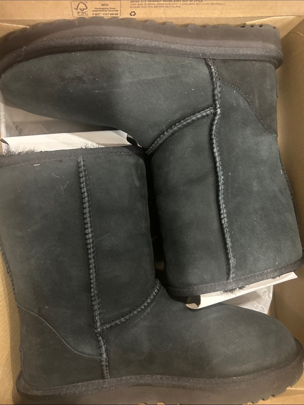 UGG Black Short Shearling Winter Boots